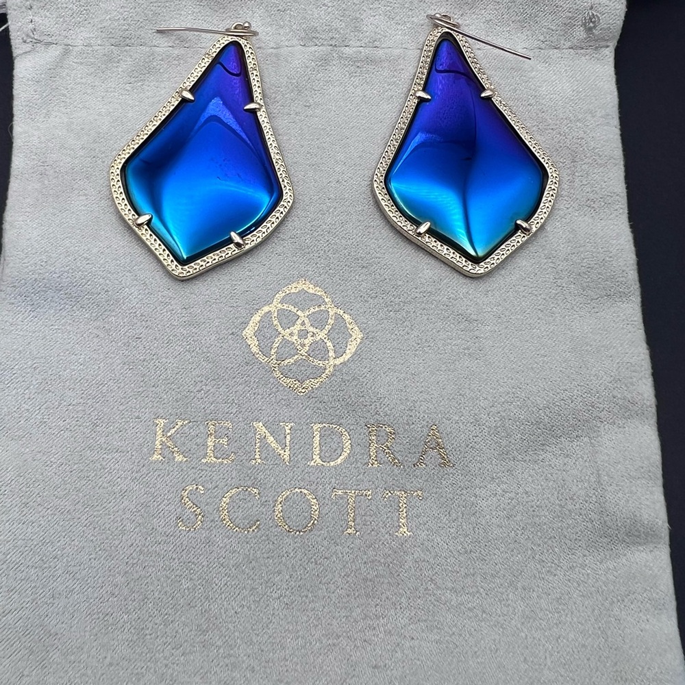 Kendra Scott Alexandra Statement Earrings Iridescent Gold Tone! Rare! HTF!